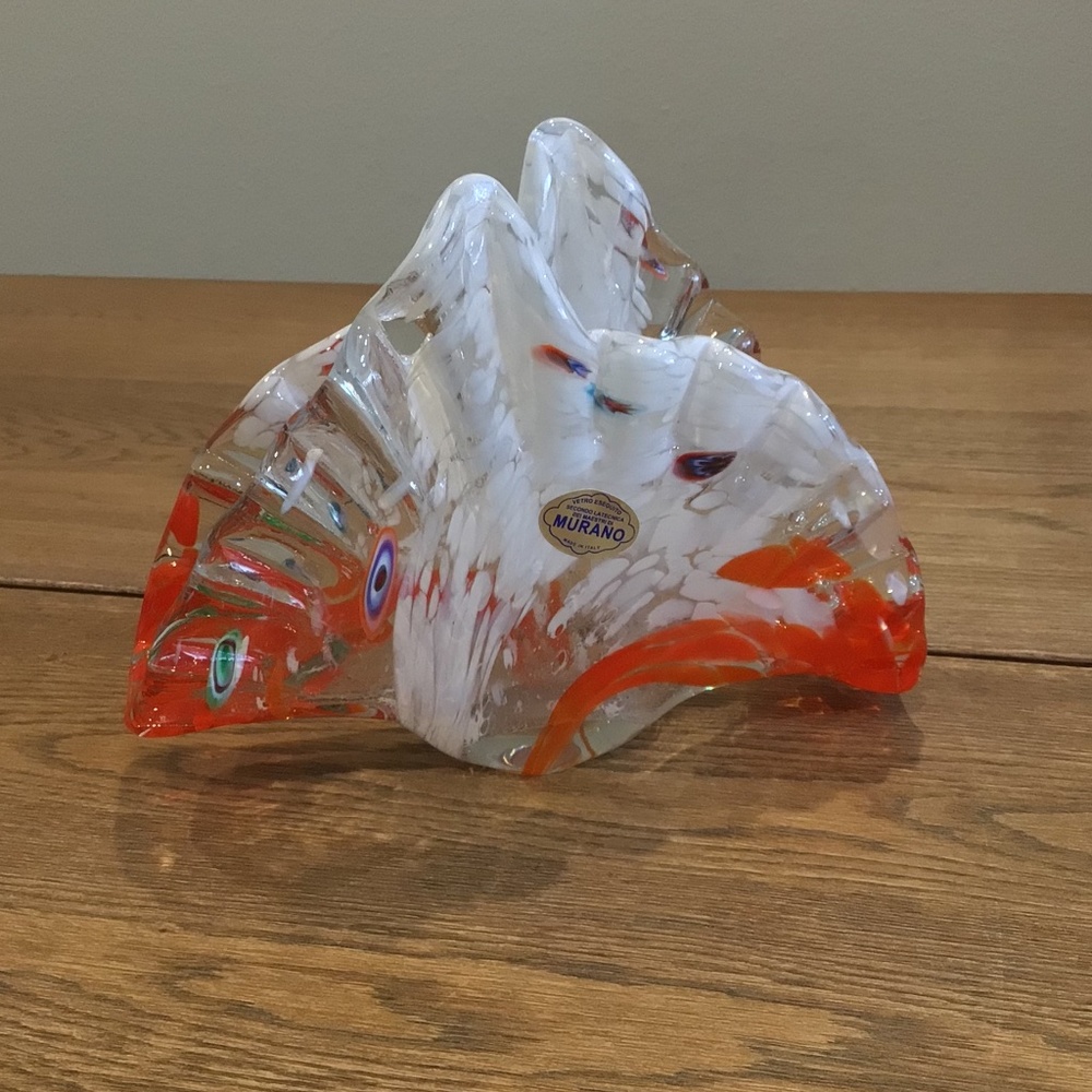 Mid Century Italian Murano Millefiori Glass Vessel(Napkin Or Letter Holder)